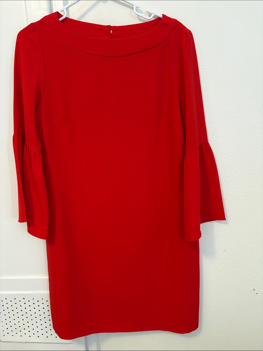 Charles Henry Red Long-Sleeve Shift Dress with Flared Cuffs